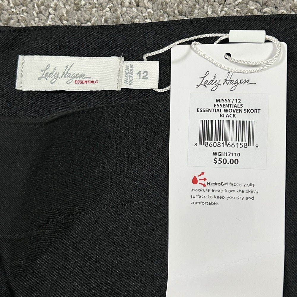 *NWT* Lady Hagen Essentials Black Woven Skort -Women's 12- Golf Tennis $50 - Picture 4 of 11